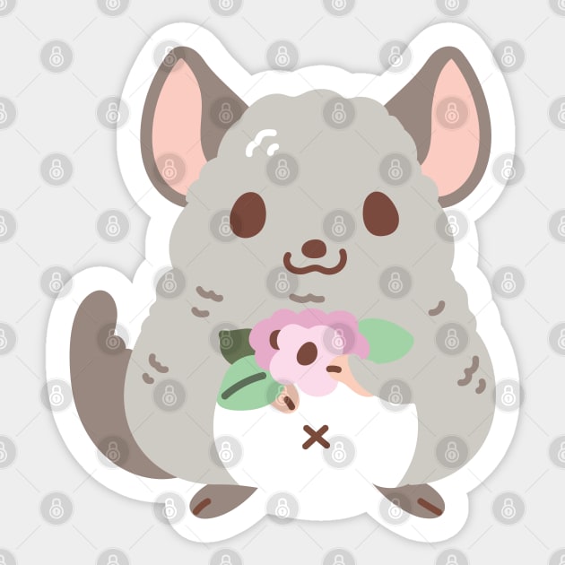 Chinchilla and Flowers Sticker by Noristudio